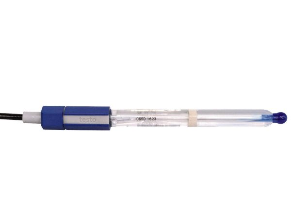 Glass pH electrode with temperature sensor
